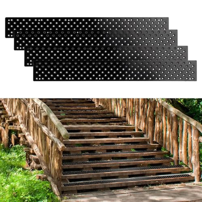 4 Pcs Anti Slip Outdoor Stair Treads for Wooden Steps, 30 x 3.75 Inch Metal Anti Slip Stair Treads with Screws, Non Slip Stair Treads Screw Down Stair Grips Strips for Porch Ramp Deck Steps