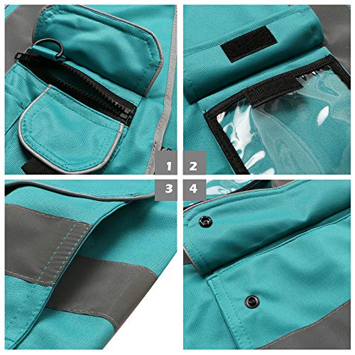 XIAKE 9 Pockets Class 2 High Visibility Reflective Safety Vest for Men Women,Meets ANSI/ISEA Standard - color: Lake Blue, size: XX-Large