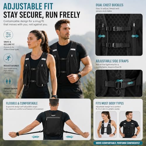 Running Vest for Women & Men, Hydration Vest with Water Bottle Holder and Zipper Phone Pocket, Lightweight Breathable Reflective Running Vest for Marathon. - color: Gray