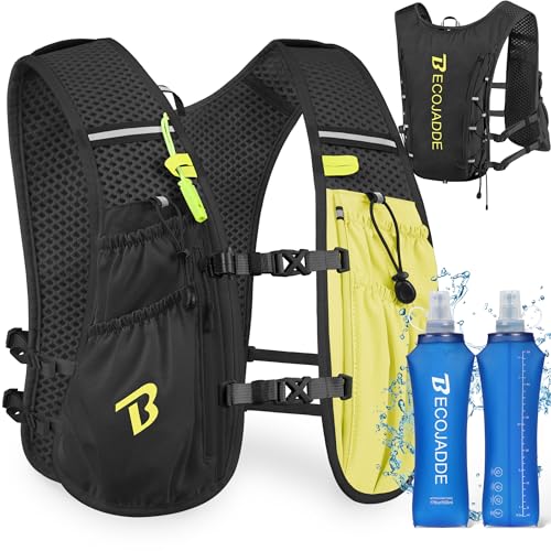 BECOJADDE Running Vest for Women Men, 5L/6L Lightweight Hydration Backpack Running Pack for Marathon, Trail, Cycling, Hiking, Jogging - color: Black