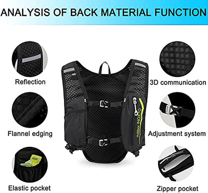 INOXTO Running Hydration Vest Backpack,Lightweight Insulated Pack with 1.5L Water Bladder Bag Daypack for Hiking Trail Running Cycling Race Marathon for Women Men - color: Black green