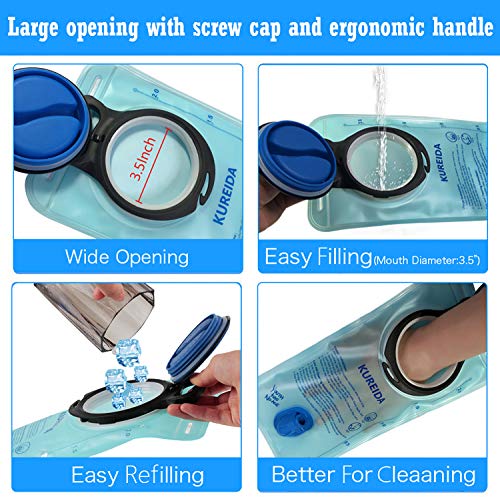 KUREIDA Hydration Bladder 2L-3L,Leak Proof Water Reservoir,BPA Free,Wide Opening, Military Water Bladder Combined with Hydration Backpacks for Biking Hiking Running Camping Climbing. - color: 3L - Light blue