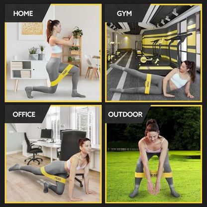 Fabric Resistance Bands for Working Out, 5-Band Set for Legs and Glutes - color: X-Heavy Black