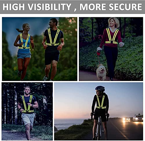 Running Reflective Vest Gear 3 Pack, Adjustable Safety Vest High Visible Reflective Belt Straps Night Walking Vest - color: Green,Blue,Grass Green
