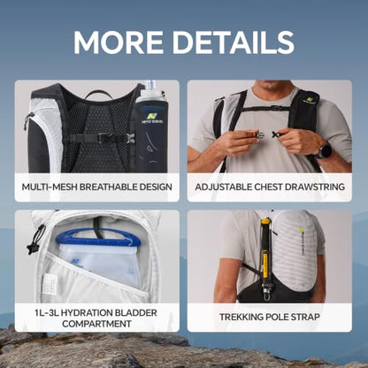 N NEVO RHINO 17L Hydration Backpack, Water Backpack with 500ml Soft Flask - color: White
