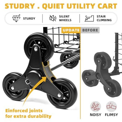 Kiffler Stair Climber Grocery Shopping Cart with 360° Swivel & Tri-Wheels - color: Black