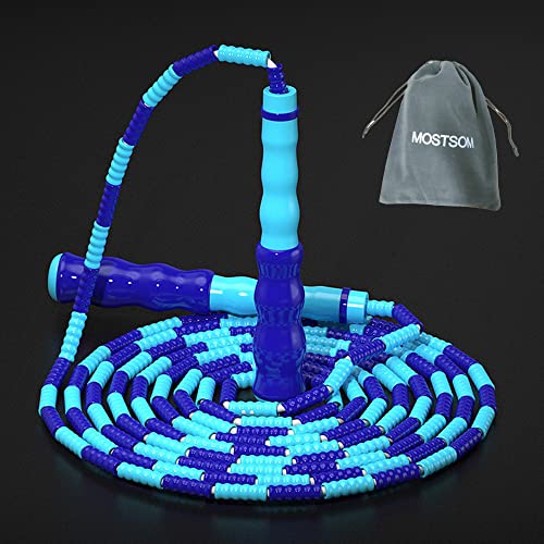Jump Rope Soft Beaded Segment Skipping Ropes Adjustable Length Tangle-Free Jump Ropes for Fitness Jumping Rope for Man, and Women Weight Loss 9.2 Feet - color: Blue
