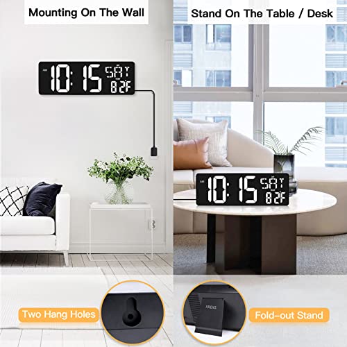 XREXS 17.2 Inch Large Digital Wall Clock with Remote Control - color: White