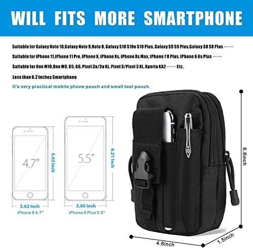 Belt Pouch, Tactical Molle Phone Pouch EDC Utility Pouches Waist Bag Packs, Small Cell Phone Holster Gear Tool Gadget Pocket for Men Running - color: Strap Khaki