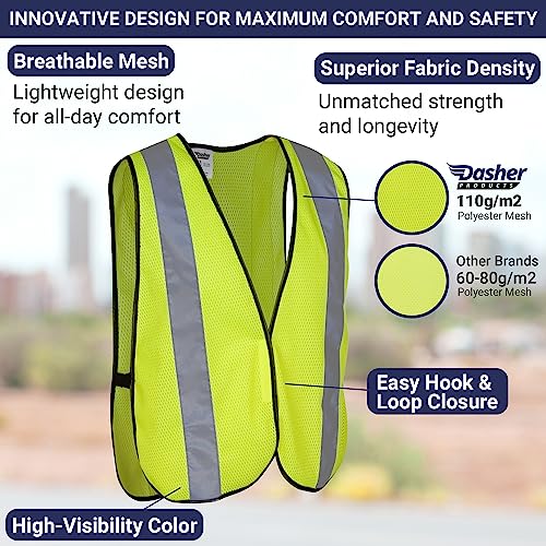 Safety Vest with High Visibility - 2 Inch Reflective Strips, Bright Neon Yellow, Breathable Polyester Mesh Fabric, ANSI ISEA Class Unrated, Hi Viz All Day and Night (30 Pack - Small-Large) - size: Small-Large (Pack of 3)