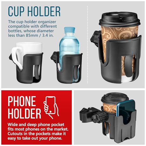 Walker Cup and Phone Holder, Compatible with Rollator and Folding Walkers