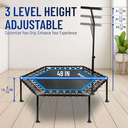 Yes4All Rebounder Trampoline for Adults, 48-Inch, 350 LBS Stable & Silent Exercise Trampoline for Rebounding, Jumping Cardio - color: A. Handle - 48 inch