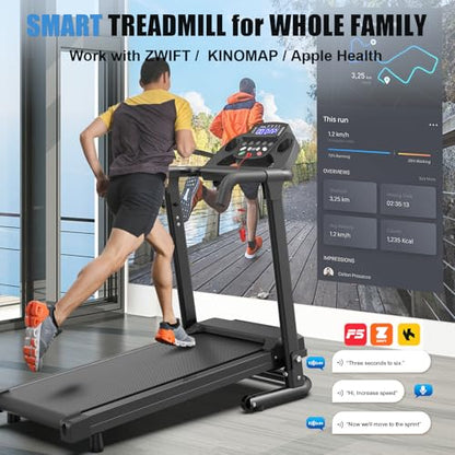 FYC Foldable Treadmills for Home, Portable Treadmill with Handles, 2.5HP Treadmills 300 lb Capacity, APP Control, Fitness Folding Walking Pad with LED Display