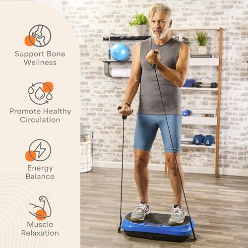 Lifepro Waver Mini Vibration Plate Exercise Machine with Resistance Bands - color: Blue