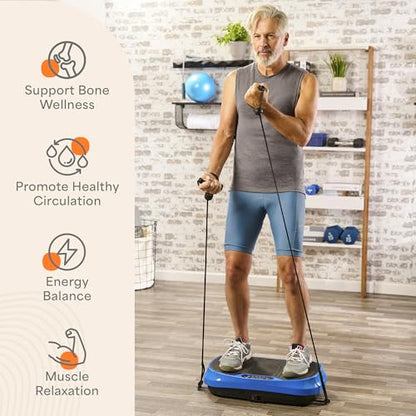 Lifepro Waver Mini Vibration Plate Exercise Machine with Resistance Bands - color: Blue