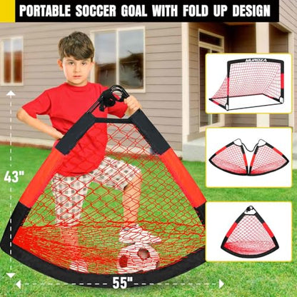 Soccer Goal, Kids Soccer Goals for Backyard Set, Pop Up Soccer Net - color: Black Red, size: 6 ft x 4 ft