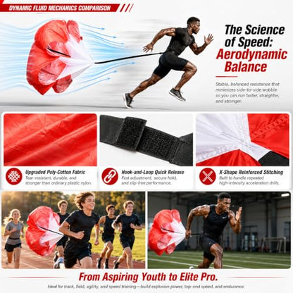 Football Kick Trainer Parachute Resistance with Adjustable Waist Strap for Youth Field, Backyard, Speed and Power Drills - color: Red