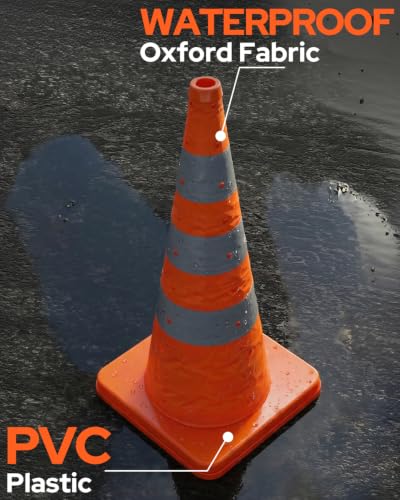 2 Pack 36In Collapsible Traffic Safety Cones with Reflective Collar - size: 36 Inch
