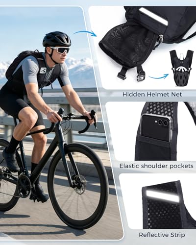Blue Quartz Hydration Backpack with 2L Water Bladder, Hiking Water Pack with Insulated Compartment for Women Men, Lightweight Running Hydration Vest with Phone Pocket for Cycling, Biking - color: Black