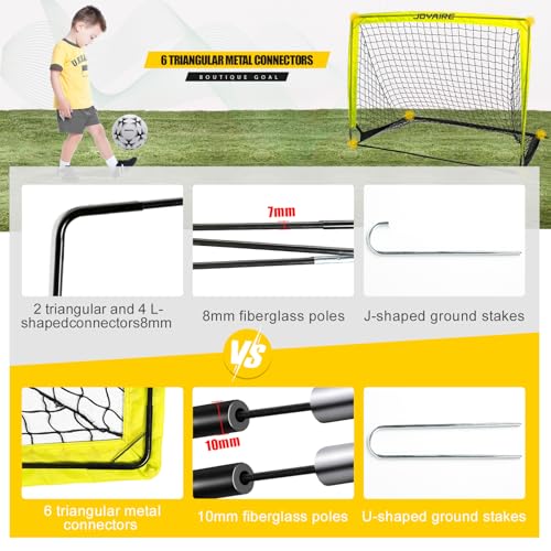 Kids Backyard Soccer Goal, 10 mm Poles & 5-Layer Net, 4x3/6x4/7x5FT - size: 4 ft x 3ft, style: Yellow