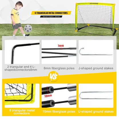 Kids Backyard Soccer Goal, 10 mm Poles & 5-Layer Net, 4x3/6x4/7x5FT - size: 4 ft x 3ft, style: Yellow
