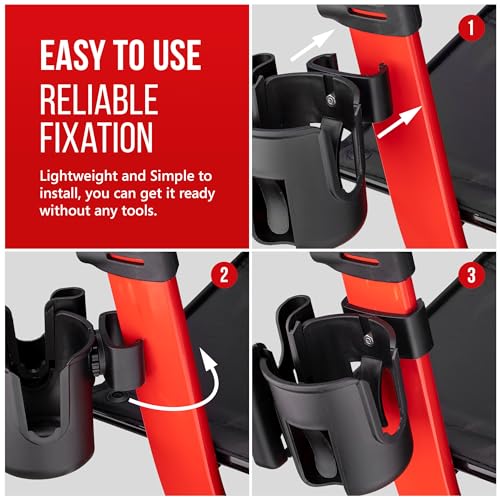 Cup and Phone Holder Compatible with Original Drive Medical Nitro Rollator Walker, Clip-On Cup Holder with Removable Phone Pocket, Fits Left or Right Side, Not Compatible with Nitro Sprint