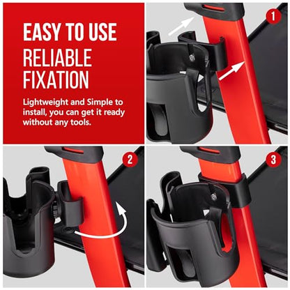 Cup and Phone Holder Compatible with Original Drive Medical Nitro Rollator Walker, Clip-On Cup Holder with Removable Phone Pocket, Fits Left or Right Side, Not Compatible with Nitro Sprint