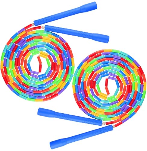 Fezog 16.5FT Weighted Double Dutch Jump Ropes for Adults 2-PACK - color: Rainbow-2Pcs