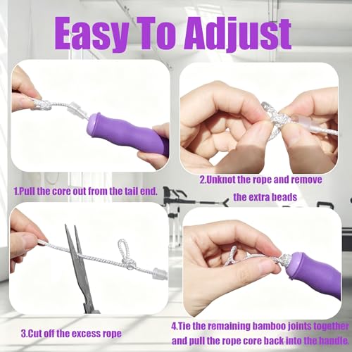 2PCS Jump Rope, Adjustable Length Skipping Rope, Tangle Free Jumping Ropes Segmented Soft Beaded Skipping Ropes for Men & Women Exercise - color: purple+green