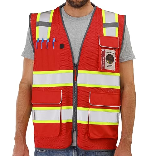 Neopelta Hi Vis Reflective Safety Vest for Men Women Red Mesh/Yellow M - color: Red / Yellow Trim, size: Medium