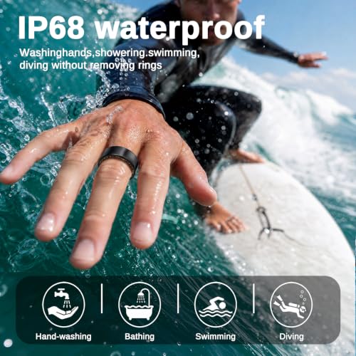Smart Ring for Men & Women, Fitness and Health Tracker Ring(Black 12) - color: Black, size: 12
