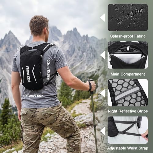 KUYOU Running Vest for Women & Men, Lightweight Hydration Backpack with 2L Water Bladder, Water Backpack for Trail Running, Hiking, Cycling & Marathon - color: Black-2L