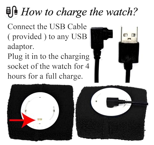 Coolfire Vibrating Alarm Clock Wristband, Silent Wake-Up Watch for Heavy Sleepers, Won’t Disturb Partner, Couples/Roommates, Deaf/Hearing Impaired, 4 Alarms, Bluetooth App, Rechargeable BK - color: Black