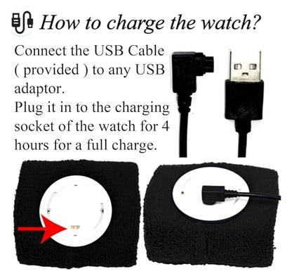 Coolfire Vibrating Alarm Clock Wristband, Silent Wake-Up Watch for Heavy Sleepers, Won’t Disturb Partner, Couples/Roommates, Deaf/Hearing Impaired, 4 Alarms, Bluetooth App, Rechargeable BK - color: Black
