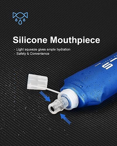 WRELS Soft Running Water Flask Soft Flasks Collapsible Soft Water Bottles Small BPA-Free for Sports Hiking Hydration Pack 5oz/8oz/17oz(BLUE,17oz) - color: Blue, style: 500ml/17oz