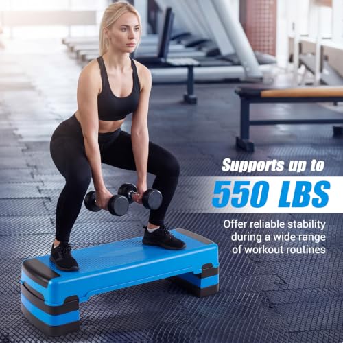 Goplus 35.5" Aerobic Step Platform w/4 Risers, 3-Level Adjustable 6" 8" 10" - color: Blue