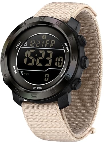 Pedometer Watches for Men Women Step Counter Watch No Phone No App Needed - color: Black Beige