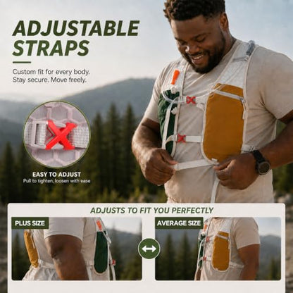 Running Vest with 2L Hydration Bladder Lightweight Pack - color: Forest Green