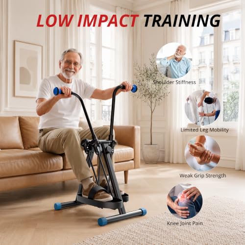 Pedal Exerciser Bike for Seniors, Arm Leg Hand Elbow and Knee Workout, Total Body Space Walker Machine, Low Impact Seated Exercise Equipment for Home