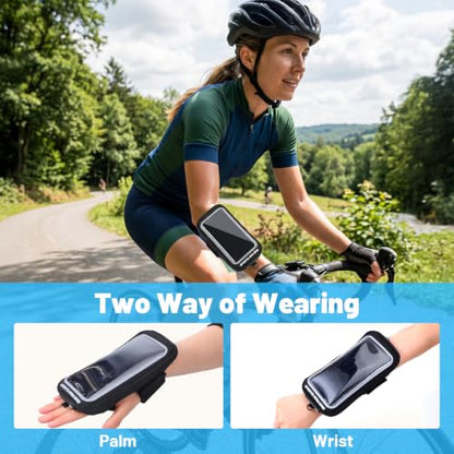 Amabro Wristband Phone Holder for Running, Forearm Armbands with Adjustable Lanyard, Non Slip Clear Crossbody Phone Pouch Purse with Card Slot for Walking Running Workout