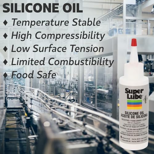Super Lube Silicone Oil High & Low Temp CST (Clear, 4oz Bottle) | NSF Certified Food Grade & Clean | High and Low Temp Stable - size: 5000 cSt - 4oz Bottle