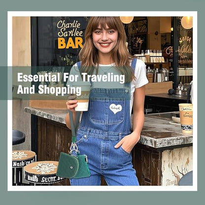 Mini Dual Pouch Wristlet Wallet for Women – Zip Around wristlet Keychain Wallet with 2 Wristlets, Ideal for Dog Walking, Coffee Runs & Lunch Break Essentials (Green+Teal) - color: Green+Teal