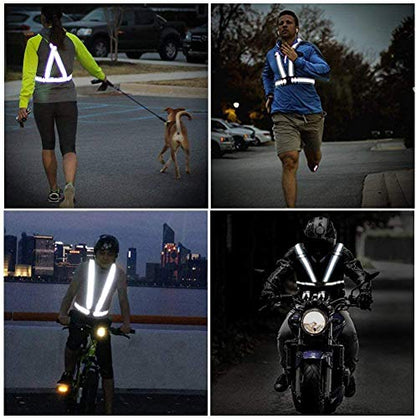 Reflective Vest Running Gear 3Pack, Adjustable Safety Vests High Visible Reflective Belt Straps - color: Pink,green,orang