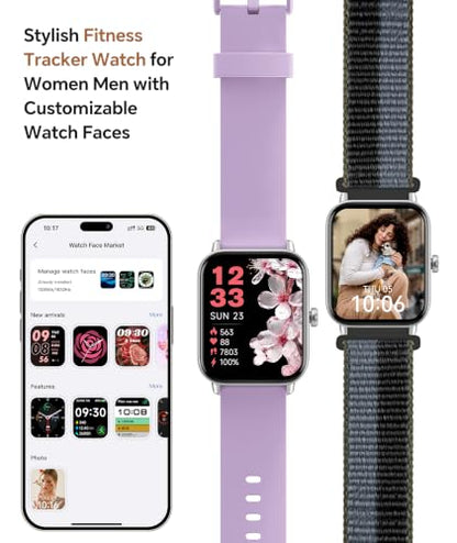 Smart Watch for Women/Men, Bluetooth Calling, Alexa built-in, iOS Android - color: Light Purple