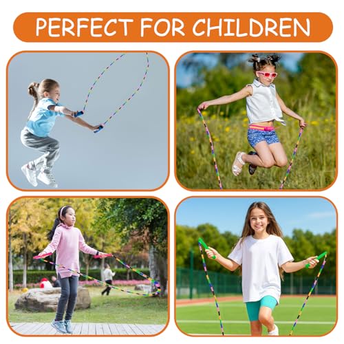 Beaded Jump Rope 1 Pack/2 Pack, ACEONE Segmented Skipping Rope for Kids Adults, Adjustable Tangle-Free Toddler Jumping Rope for Fitness Exercise Training - color: Rainbow Pink