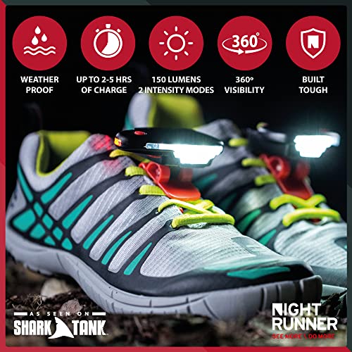 Night Tech Gear Running Shoe Lights – Hands-Free LED Lights for Runners, Trail Runners & Joggers – High Visibility Night Running Gear – Waterproof & Rechargeable - color: Red