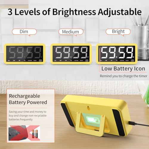 VOCOO Large 7.8" Digital Timer, Magnetic LED Timer for Kitchen & Classroom - color: Yellow