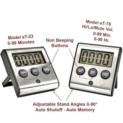 Elegant Digital Kitchen Timer Stainless Steel - Loud Alarm - Model eT-78 - size: 6-Pack eT-78