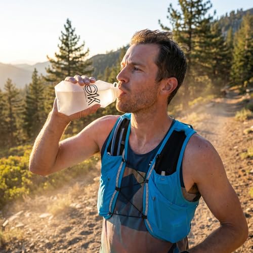 Clennaner Running Soft Flask Water Bottle, 500ml Collapsible Hydration Bottle for Running Vest, Hiking, Cycling, and Marathon, Leak-Proof, Portable Design