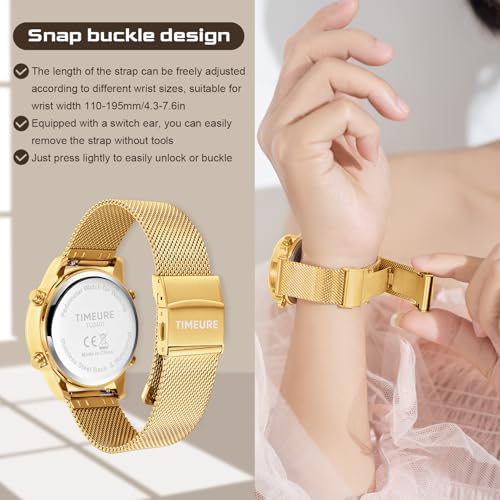 TIMEURE Pedometer Watch for Women, Step Counter Watch, No App or Charging - color: Silver-CRYSTAL